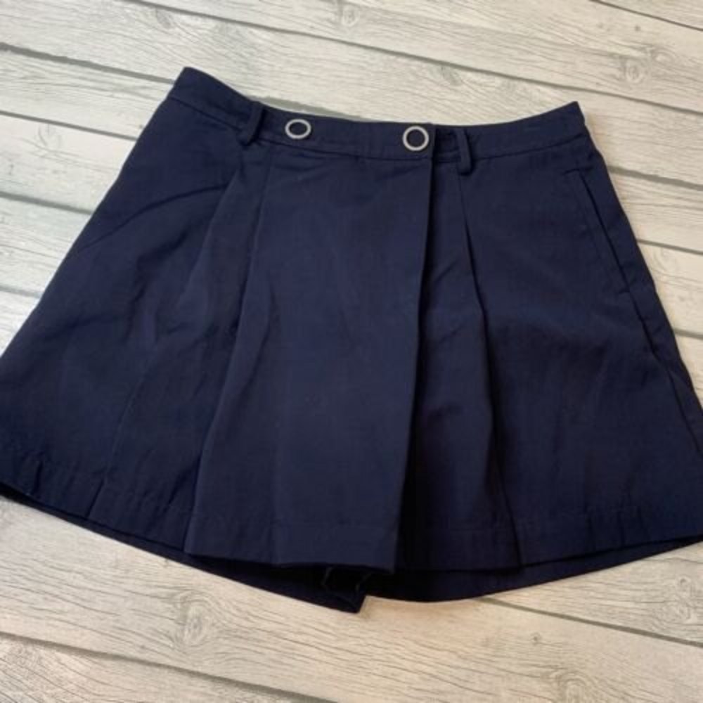 MOMA Women’s Skort Blue Navy Mini Size 40 EU Size 10 U.S. Metal Button Wrap